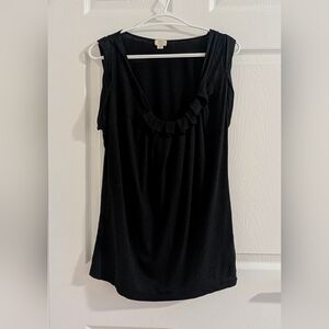 Wilfred Aritzia Black Ruffle Neck Pima Cotton Modal Tank Top - Small